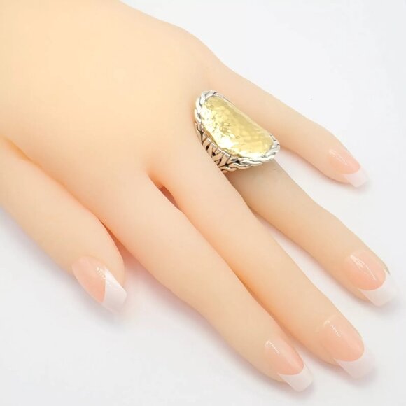 John Hardy JH Silver 22k Yellow Gold Classic Palu Saddle Cocktail Ring sz 7 - Picture 4 of 14